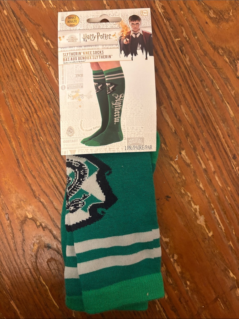 Warner Bros. Slytherin Green Knee-High Socks with White and Black Accents